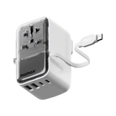 1-World+ Flow 4-Port Travel Charger With Built-In USB-C Cable 35W